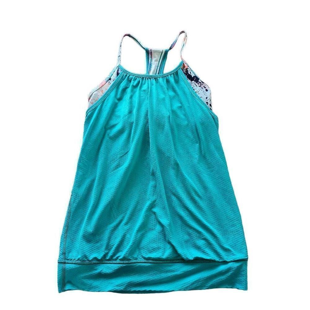 Ivivva lululemon girls Sz 14 blue multicolor Double Dutch tank top
